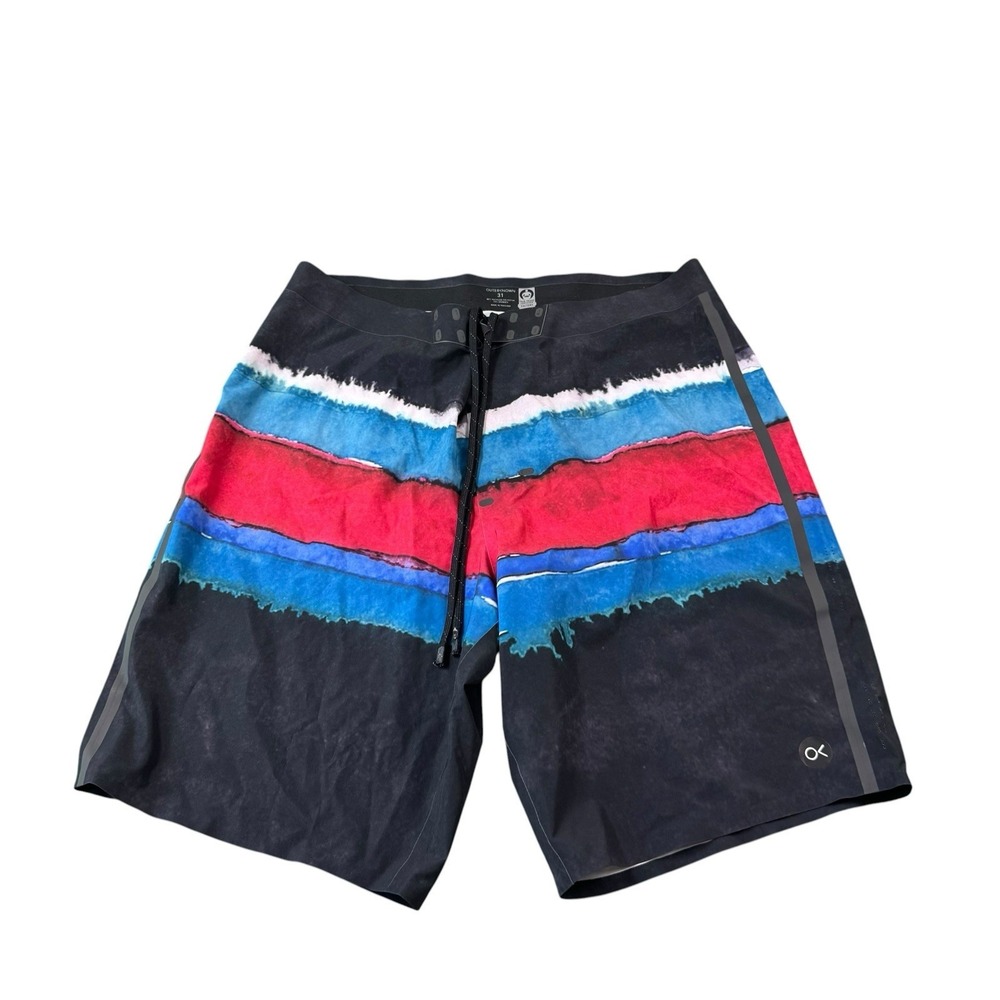 Outerknown Blue Red‎ White Unlined Polyester Kelly Slater Boardshort Size 31